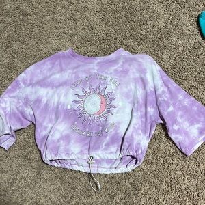 purple tie die crop top